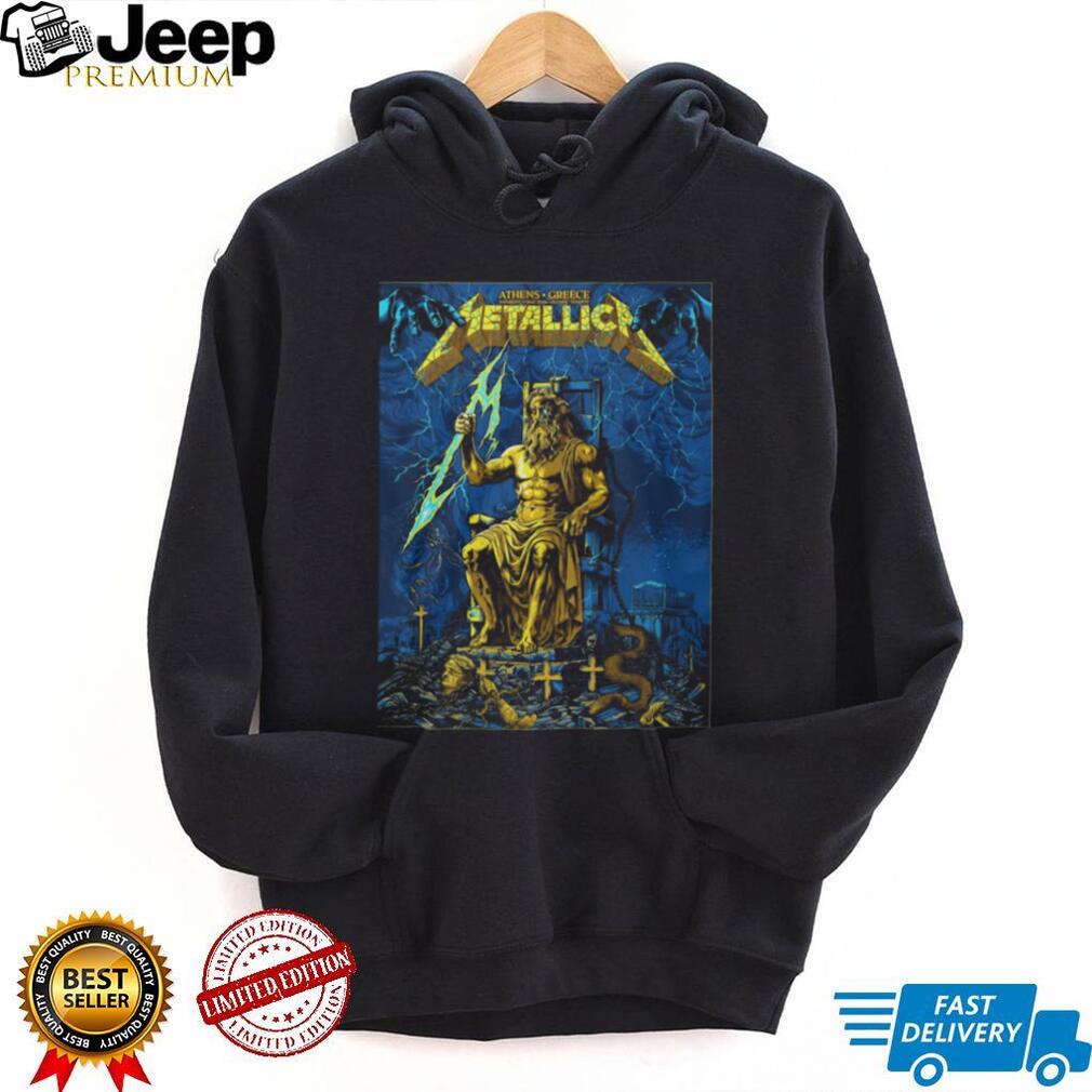 Metallica Athens Greece Tour Zeus Lighting Bolt Graphic Heavy Metal T Shirt Metallica Athens Greece Tour Zeus Lighting Bolt Graphic Heavy Metal T Shirt