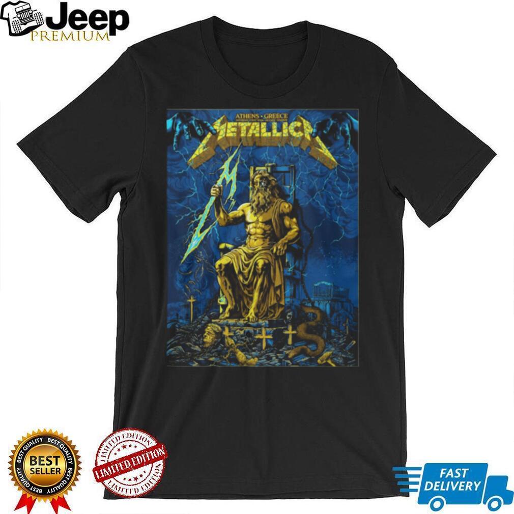 Metallica Athens Greece Tour Zeus Lighting Bolt Graphic Heavy Metal T Shirt Metallica Athens Greece Tour Zeus Lighting Bolt Graphic Heavy Metal T Shirt