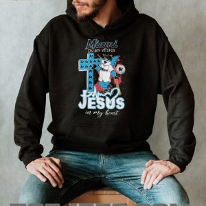 Miami Marlins Billy The Marlin Mascot Cross Heartbeat Jesus In My Heart T Shirt