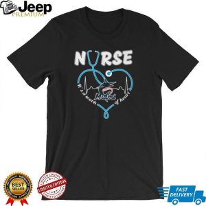 Miami Marlins Blue Baseball Logo Stethoscope Heart Nurse Work Of Heart T Shirt
