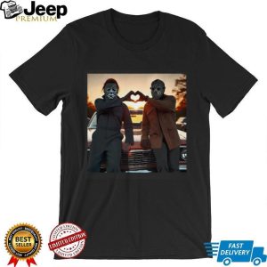 Michael Myers and Jason Voorhees Heart Hands Bromance T Shirt