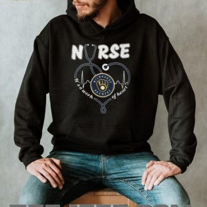 Milwaukee Brewers Baseball Nurse Heart Stethoscope Medical Worker Navy Yellow T Shirt