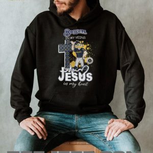Milwaukee Brewers Bernie Brewer Mascot Cross Heartbeat Jesus In My Heart Fan T Shirt