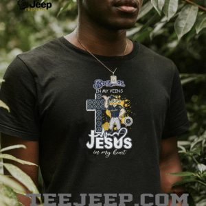 Milwaukee Brewers Bernie Brewer Mascot Cross Heartbeat Jesus In My Heart Fan T Shirt