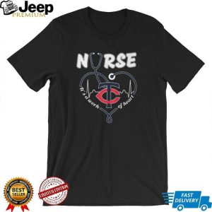 Minnesota Twins Nurse Work Of Heart Stethoscope Red Navy Logo T Shirt