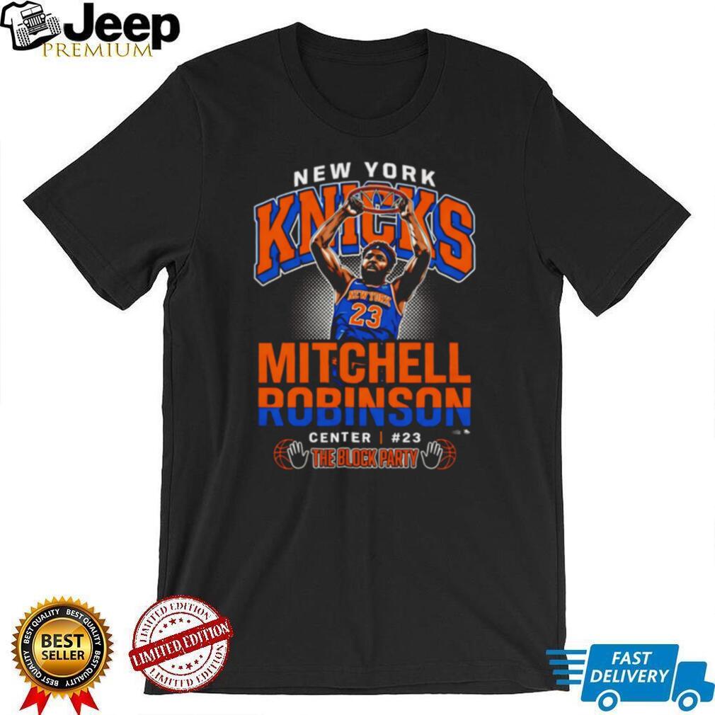 Mitchell Robinson New York Knicks Block Party T Shirt Mitchell Robinson New York Knicks Block Party T Shirt