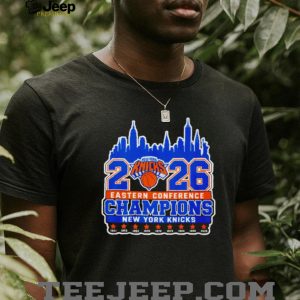 New York Knicks 2026 Eastern Conference Champions 9x Time skyline shirt