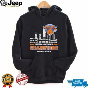 New York Knicks 2026 NBA Finals Eastern Conference Champions player names city skyline shirt