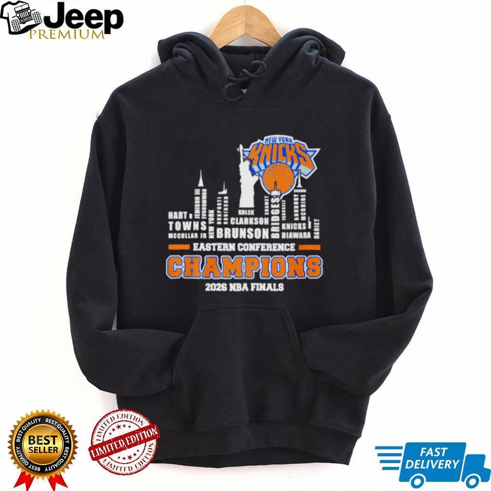 New York Knicks 2026 NBA Finals Eastern Conference Champions player names city skyline shirt New York Knicks 2026 NBA Finals Eastern Conference Champions player names city skyline shirt
