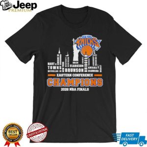 New York Knicks 2026 NBA Finals Eastern Conference Champions player names city skyline shirt