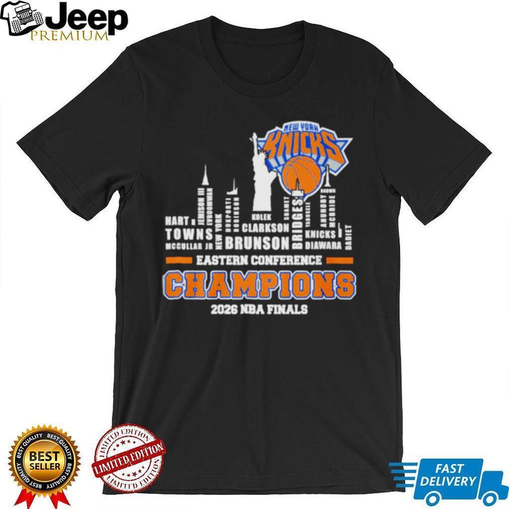 New York Knicks 2026 NBA Finals Eastern Conference Champions player names city skyline shirt New York Knicks 2026 NBA Finals Eastern Conference Champions player names city skyline shirt