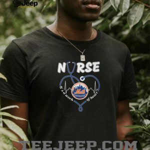 New York Mets Baseball Nurse Heart Stethoscope Medical Worker Orange T Shirt
