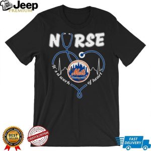 New York Mets Nurse Work Of Heart Stethoscope Baseball T Shirt