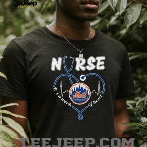New York Mets Nurse Work Of Heart Stethoscope Baseball T Shirt