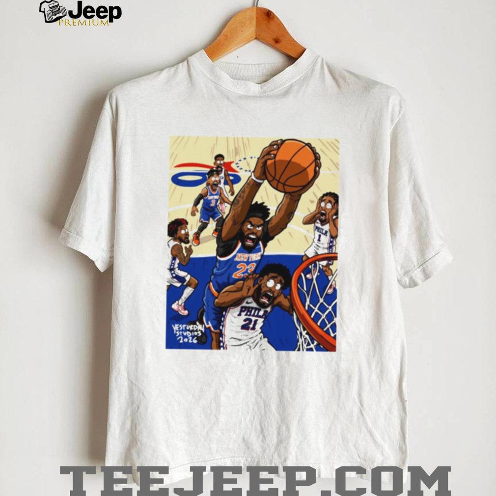 New York vs Philly Basketball Rivalry Comic Art T Shirt New York vs Philly Basketball Rivalry Comic Art T Shirt