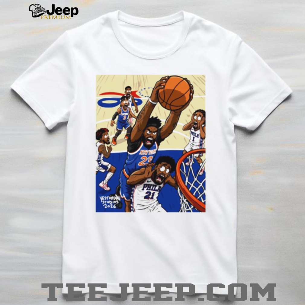 New York vs Philly Basketball Rivalry Comic Art T Shirt New York vs Philly Basketball Rivalry Comic Art T Shirt