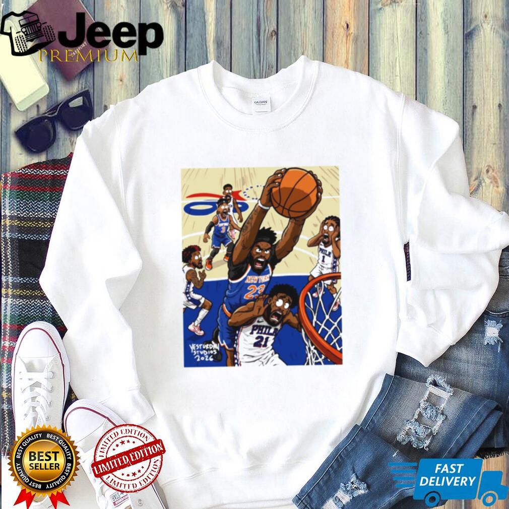 New York vs Philly Basketball Rivalry Comic Art T Shirt New York vs Philly Basketball Rivalry Comic Art T Shirt