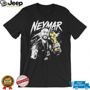 Neymar Jr Brazil Soccer Champion Gold Trophy Black T Shirt