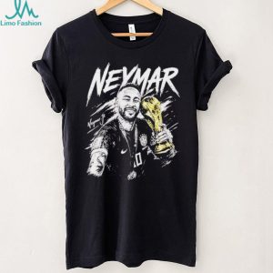 Neymar Jr Brazil Soccer Champion Gold Trophy Black T Shirt