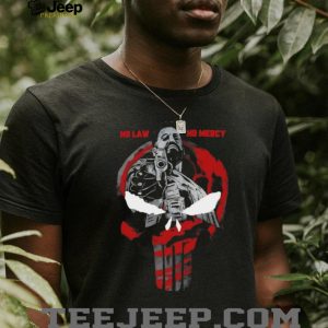 No Law No Mercy Skull Graphic Tactical Veteran Punisher Style T Shirt