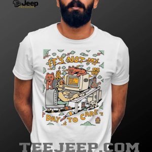 Not My Day To Care Retro Computer Cat Aesthetic T Shirt