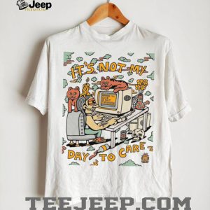 Not My Day To Care Retro Computer Cat Aesthetic T Shirt