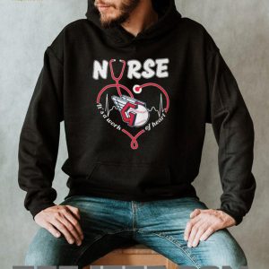 Nurse Work Of Heart Cleveland Guardians Baseball Logo Stethoscope Red Pulse T Shirt