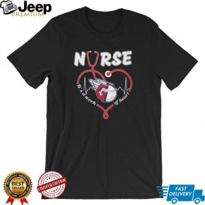 Nurse Work Of Heart Cleveland Guardians Baseball Logo Stethoscope Red Pulse T Shirt