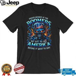 Patriotic Boomer Skull American Flag Bandana Biker T Shirt