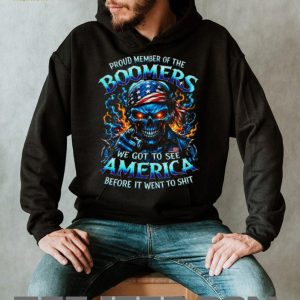 Patriotic Boomer Skull American Flag Bandana Biker T Shirt