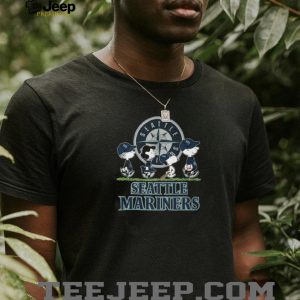 Peanuts Snoopy Charlie Brown Lucy Linus Walking Seattle Mariners Baseball Logo T Shirt