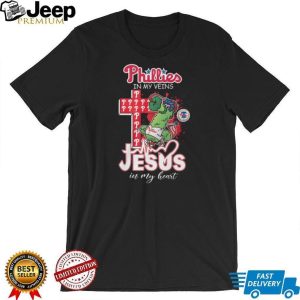 Philadelphia Phillies Phillie Phanatic Mascot Cross Heartbeat Jesus In My Heart T Shirt