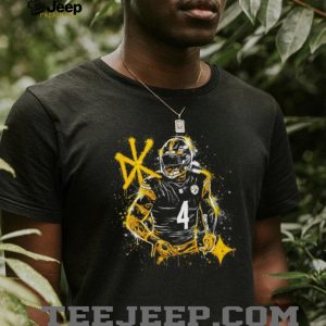 Pittsburgh Football Number 4 Splatter Helmet Graphic T Shirt