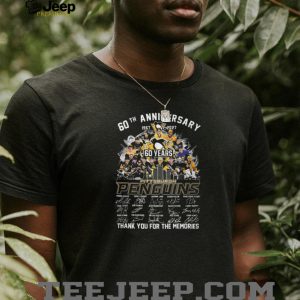 Pittsburgh Penguins 60th Anniversary 1967 2027 Hockey Players Signatures Skyline Gold T Shirt