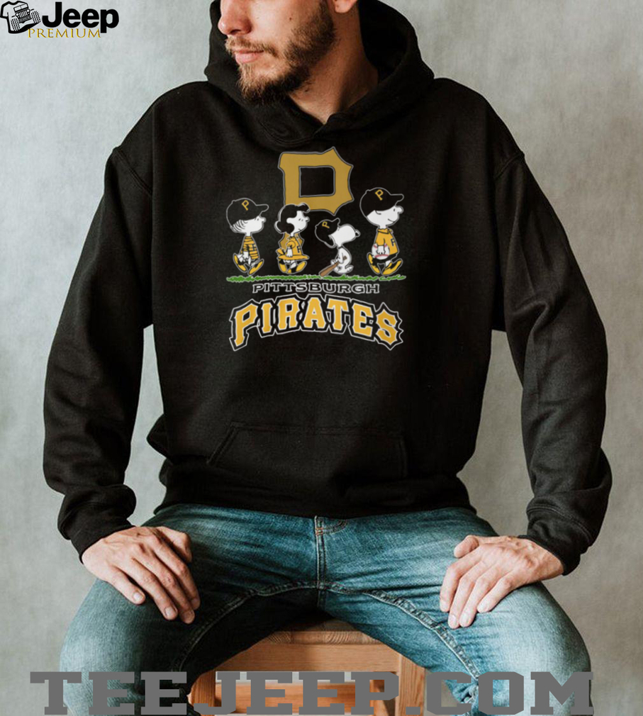 Pittsburgh Pirates Peanuts Characters Charlie Brown Snoopy Walking Under Gold Logo T Shirt Pittsburgh Pirates Peanuts Characters Charlie Brown Snoopy Walking Under Gold Logo T Shirt
