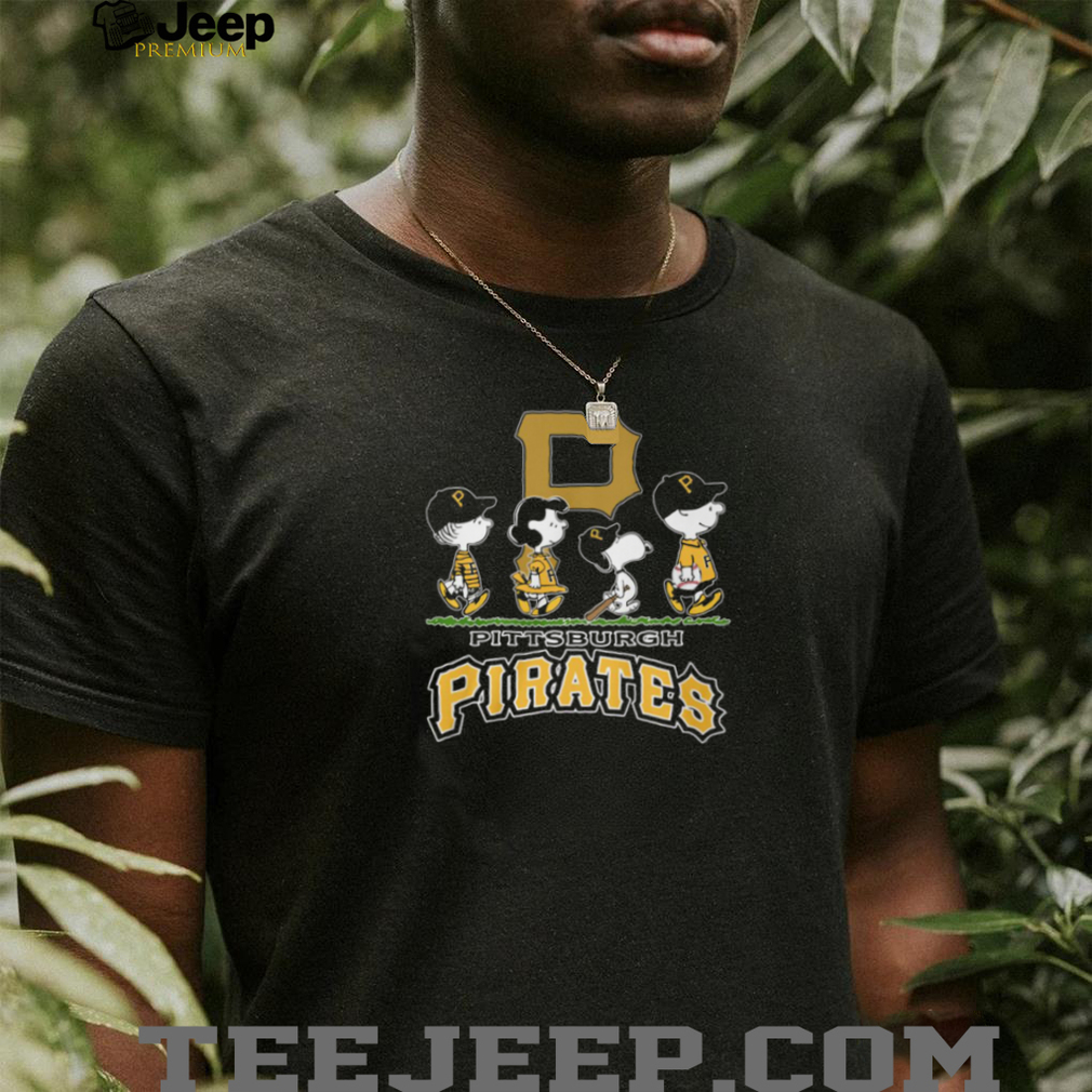 Pittsburgh Pirates Peanuts Characters Charlie Brown Snoopy Walking Under Gold Logo T Shirt Pittsburgh Pirates Peanuts Characters Charlie Brown Snoopy Walking Under Gold Logo T Shirt