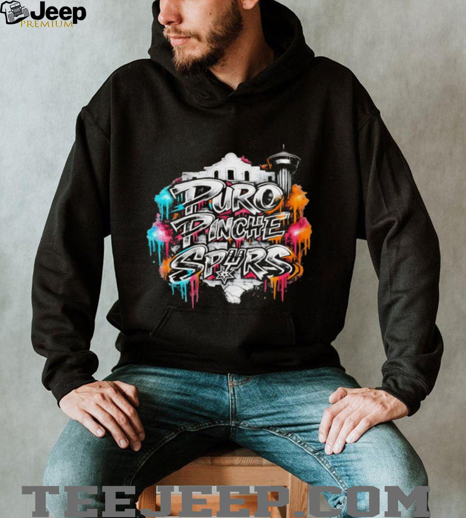 Puro Pinche Spurs San Antonio Skyline Graffiti Graphic T Shirt Puro Pinche Spurs San Antonio Skyline Graffiti Graphic T Shirt
