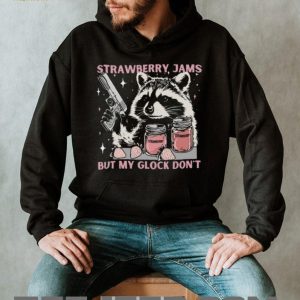 Raccoon Strawberry Jams But My Glock Don't Funny Animal T Shirt