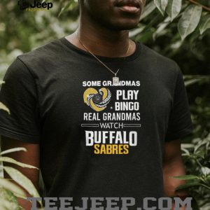 Real Grandmas Watch Buffalo Sabres Hockey Sparkle Heart Sports Fan T Shirt