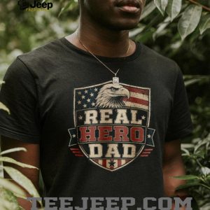 Real Hero Dad T Shirt American Flag Eagle Shield Patriotic Men's T Shirt