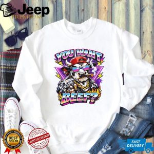 Retro Neon Bull Gangster You Want Beef Cigar T Shirt