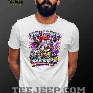 Retro Neon Bull Gangster You Want Beef Cigar T Shirt