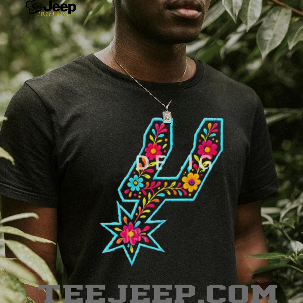 San Antonio Basketball Floral Spur Logo Graphic T Shirt San Antonio Basketball Floral Spur Logo Graphic T Shirt