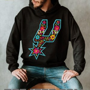 San Antonio Basketball Floral Spur Logo Graphic T Shirt