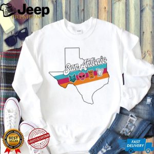 San Antonio Texas Map Retro Stripe Alien T Shirt