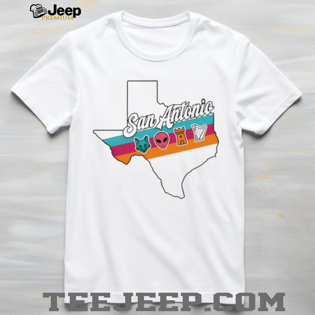 San Antonio Texas Map Retro Stripe Alien T Shirt San Antonio Texas Map Retro Stripe Alien T Shirt