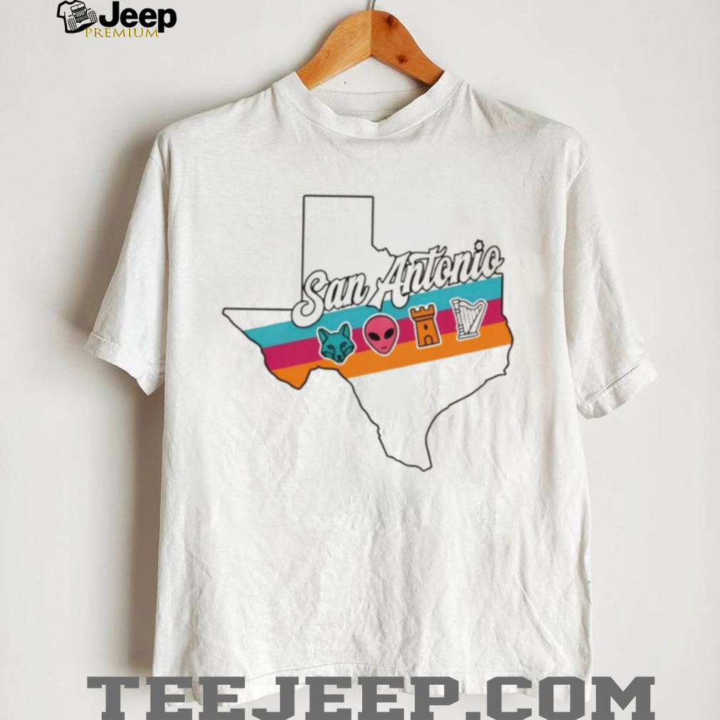 San Antonio Texas Map Retro Stripe Alien T Shirt San Antonio Texas Map Retro Stripe Alien T Shirt