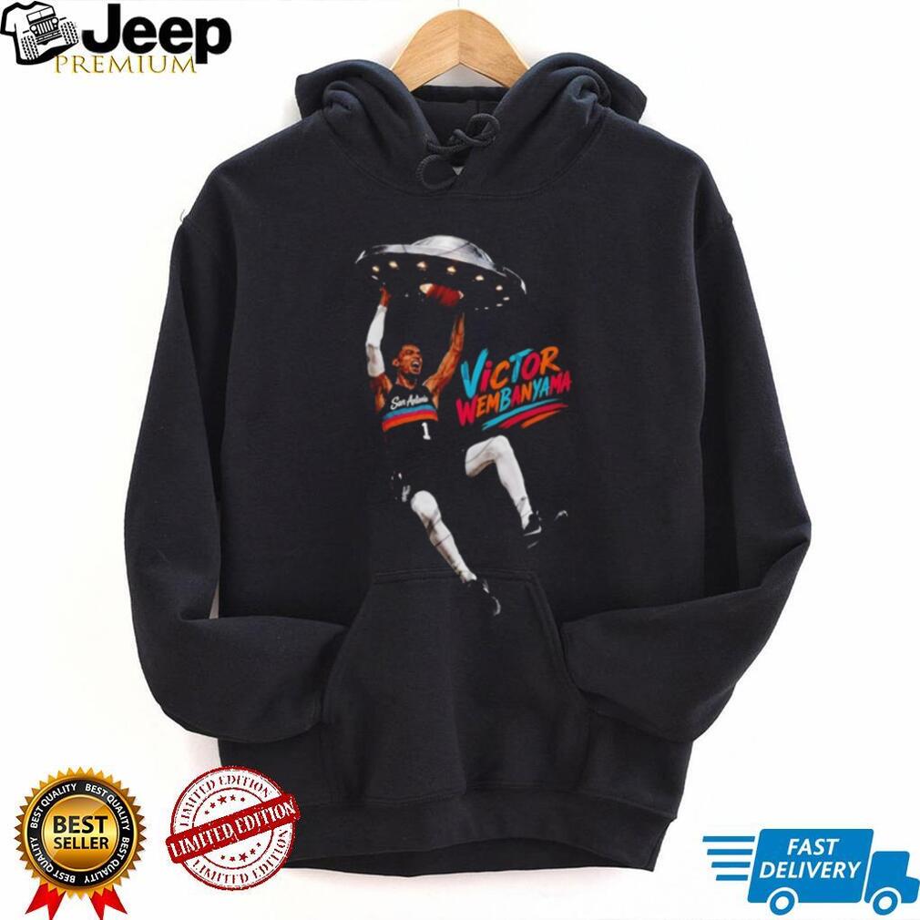 San Antonio Victor Wembanyama Alien UFO Dunk Basketball T Shirt San Antonio Victor Wembanyama Alien UFO Dunk Basketball T Shirt