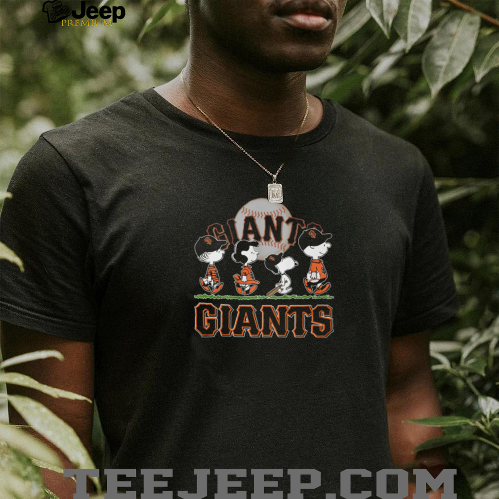 San Francisco Giants Charlie Brown Snoopy Lucy Linus Peanuts Baseball Walking Team T Shirt San Francisco Giants Charlie Brown Snoopy Lucy Linus Peanuts Baseball Walking Team T Shirt