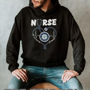 Seattle Mariners Baseball Nurse Heart Stethoscope Healthcare Worker Navy Teal T Shirt